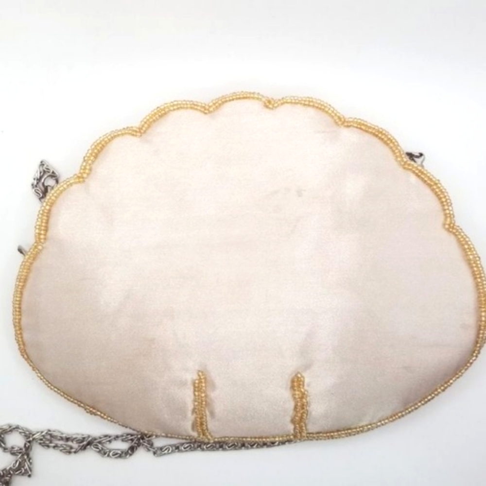 Bijoux Terner Beaded Cream Satin with Chain Mini Purse Handbag - Picture 8 of 15